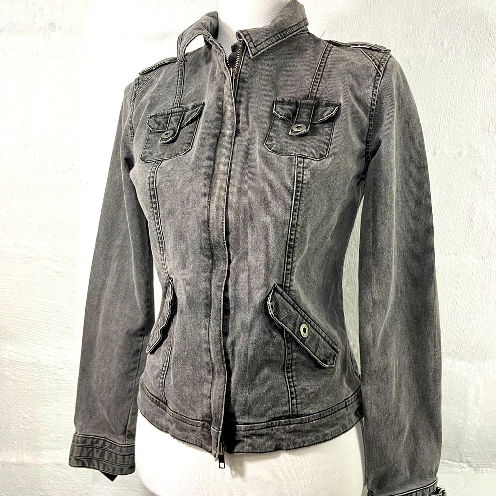 FOX WOMENS GREY ZIP FRONT JEAN JACKET (729)